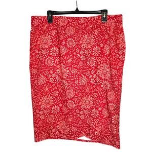 Rip Skirt Hawaii Coral Dahlia Teaberry Floral Knee Length Wrap Skirt Size XL